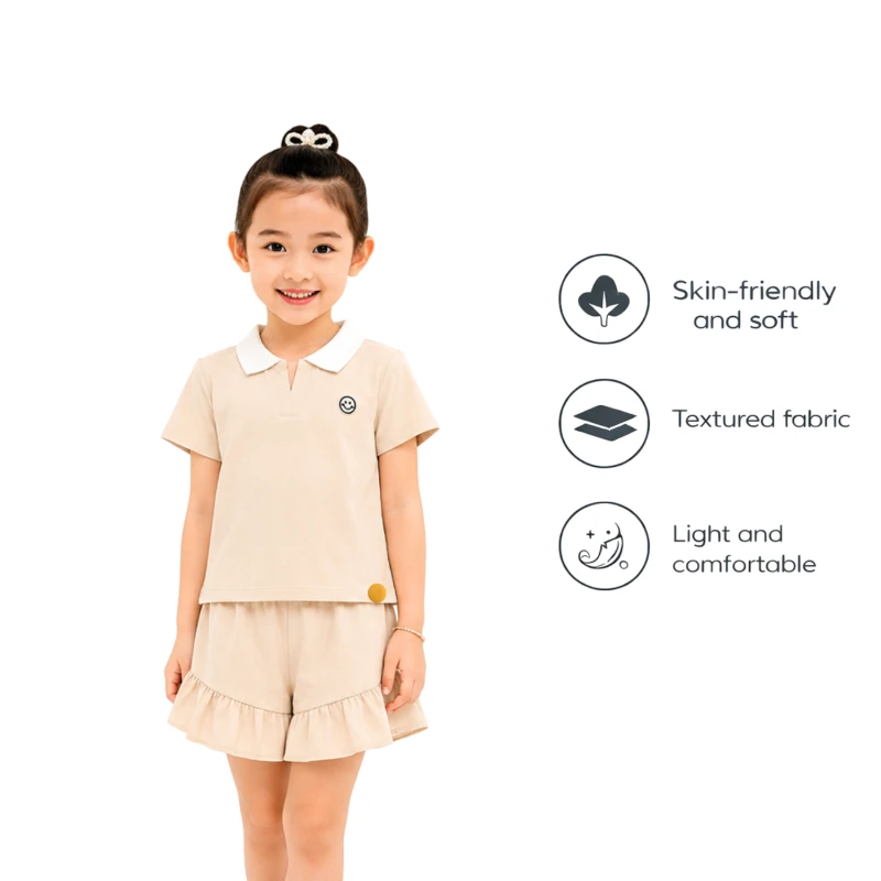 Setelan Anak Perempuan Cream Emoji