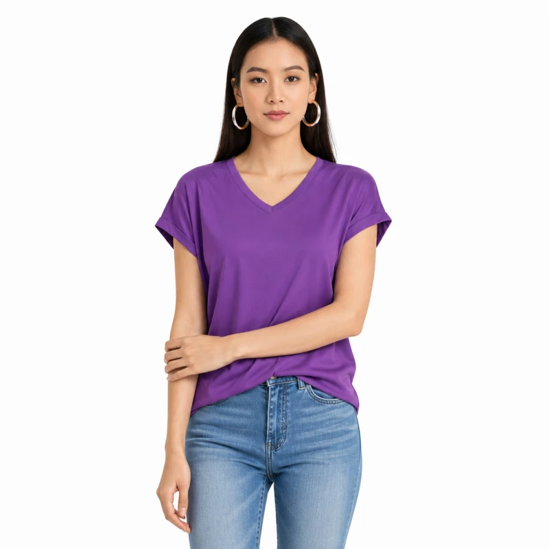 Atasan Wanita V-Neck Ungu