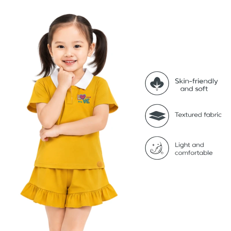 Setelan Anak Perempuan Yellow Motif Love Need