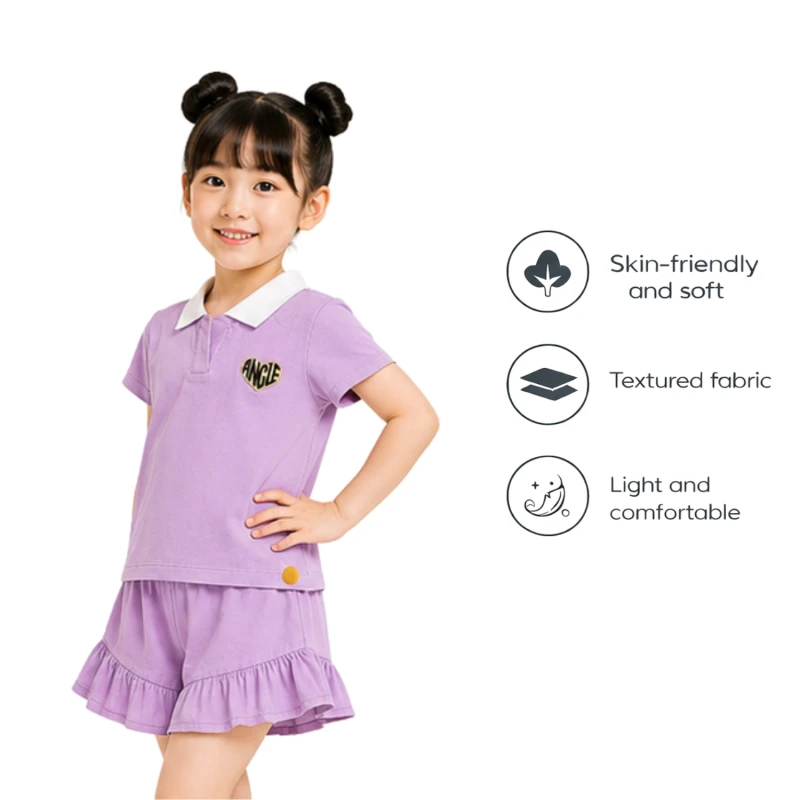 Setelan Anak Perempuan Lilac Motif Angle