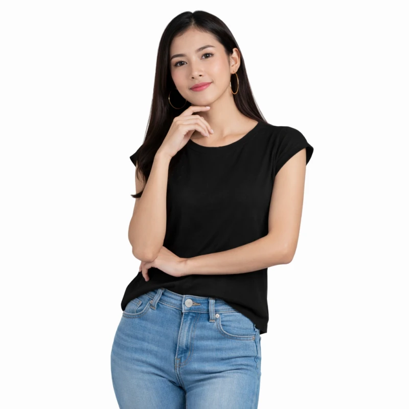 Kaos Wanita O-Neck Hitam