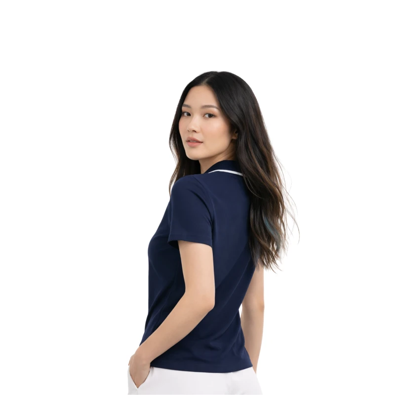 Polo Wanita V-Neck Navy