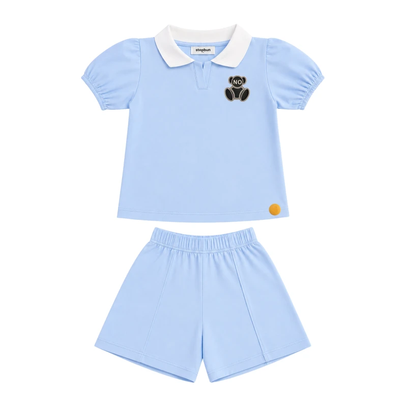 Setelan Anak Perempuan Biru Muda No Bear 3004