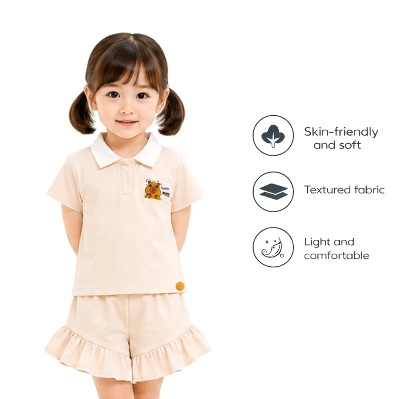 Setelan Anak Perempuan Cream Motif CapyBara