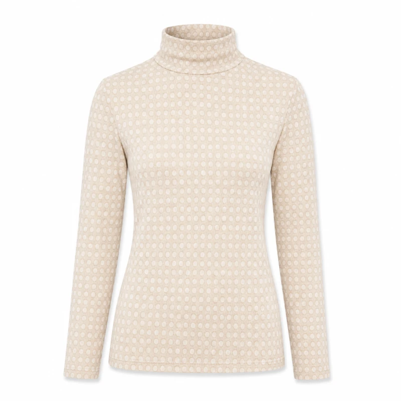 Mockneck Wanita Bunga Putih Elegant Basic