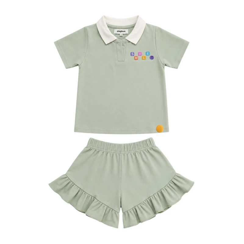 Setelan Anak Perempuan Sage Motif Smile