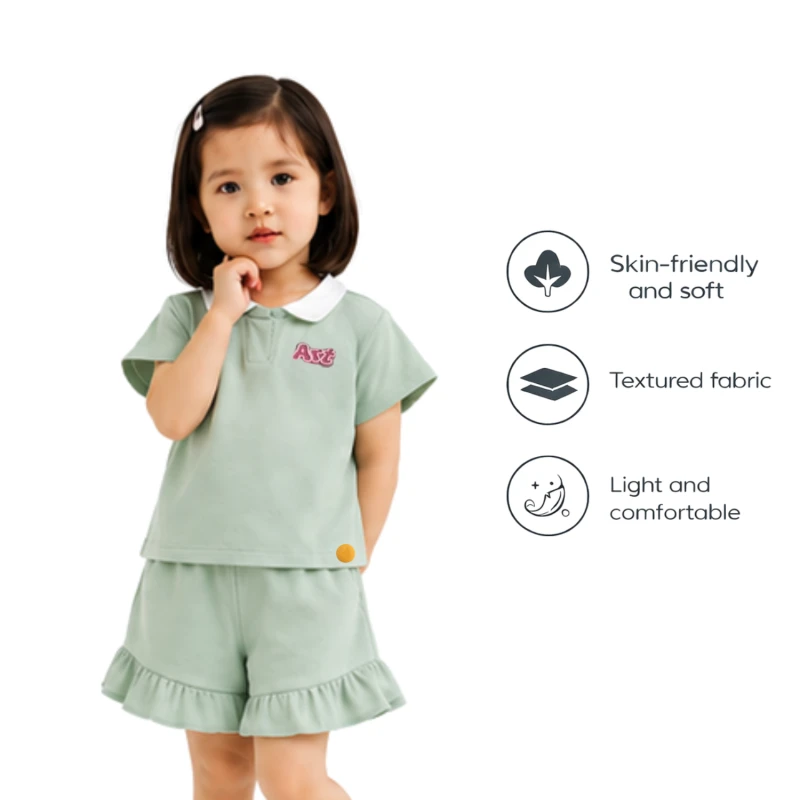 Setelan Anak Perempuan Sage Motif Art