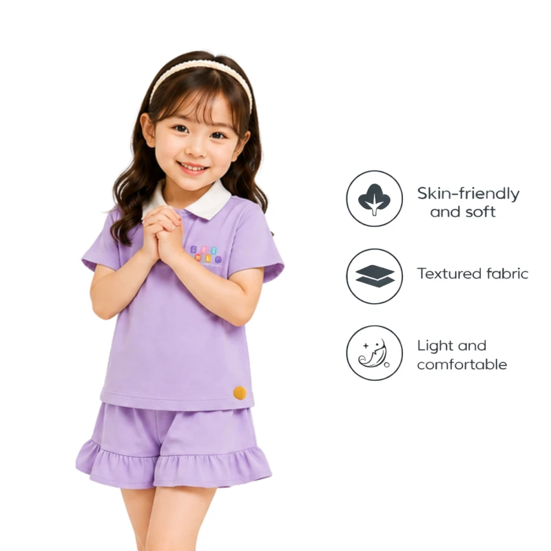 Setelan Anak Perempuan Lilac Motif Smile