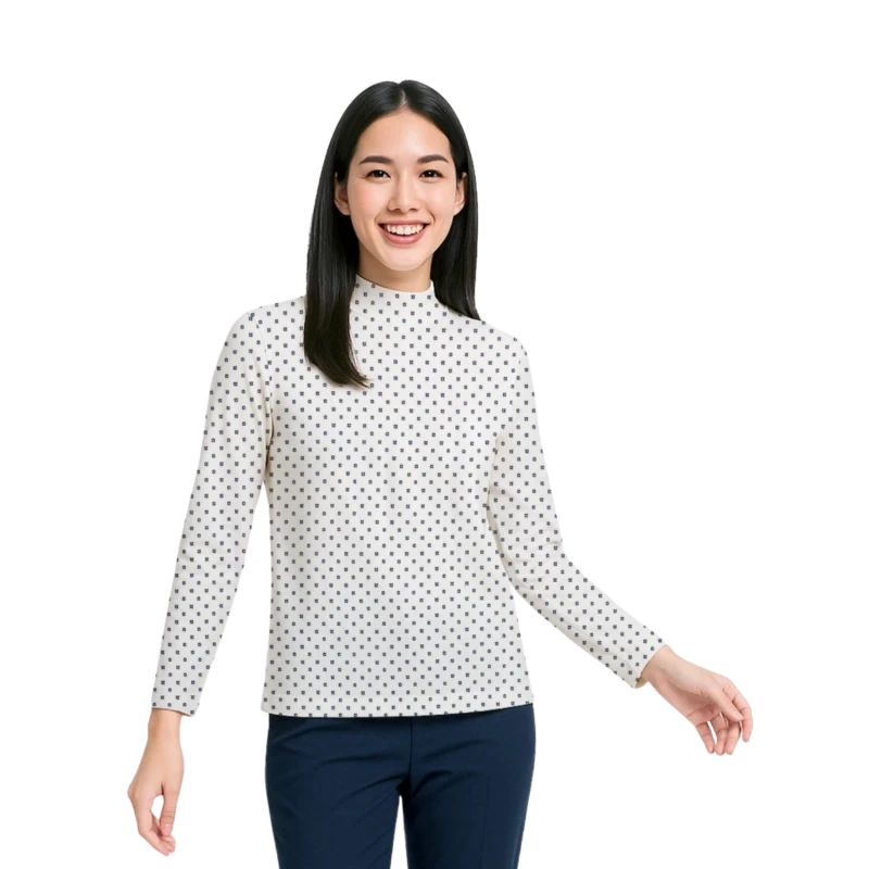 Mockneck Top Wanita Clean Polkadot