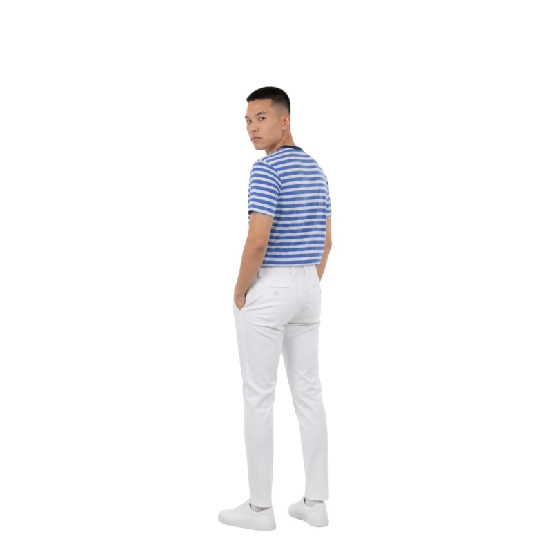 Kaos Pria Salur Biru Putih Casual Basic