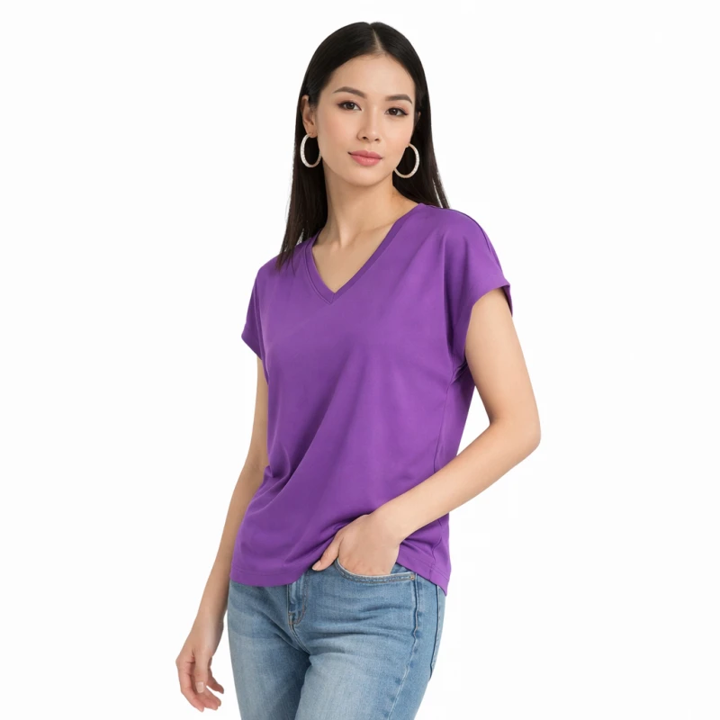 Atasan Wanita V-Neck Ungu