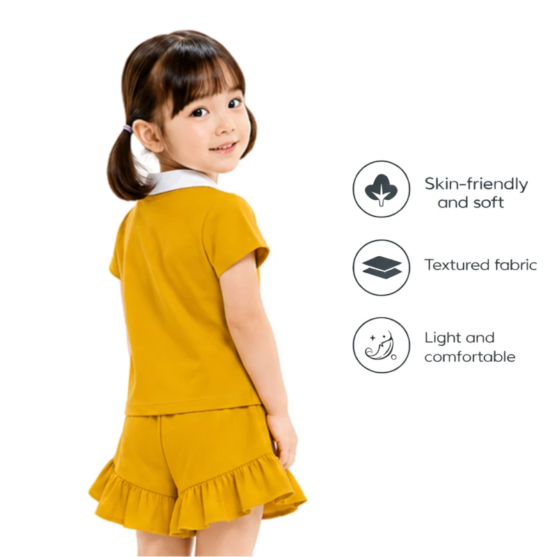 Setelan Anak Perempuan Yellow Motif Art