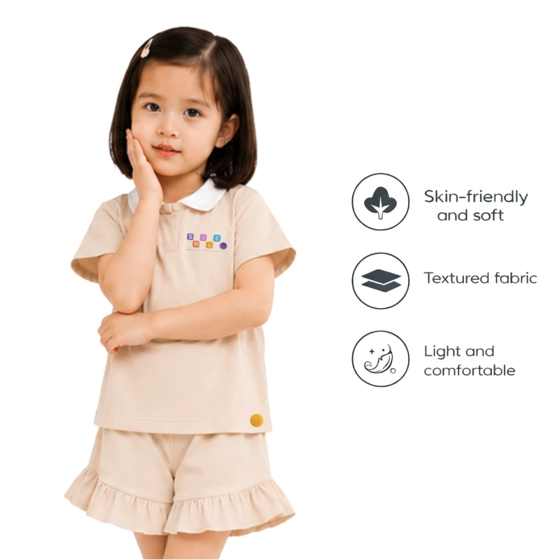 Setelan Anak Perempuan Cream Motif Smile
