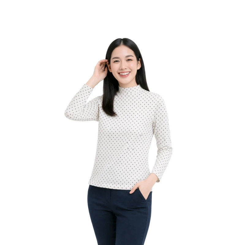 Mockneck Top Wanita Clean Polkadot