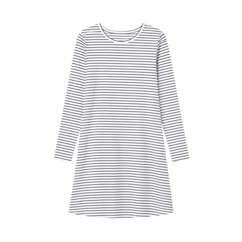 Dress Wanita Salur Putih Kecil Casual Basic