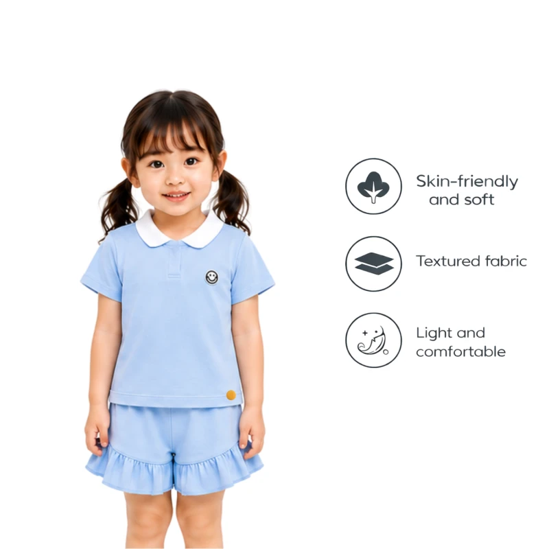 Setelan Anak Perempuan Biru Muda Emoji