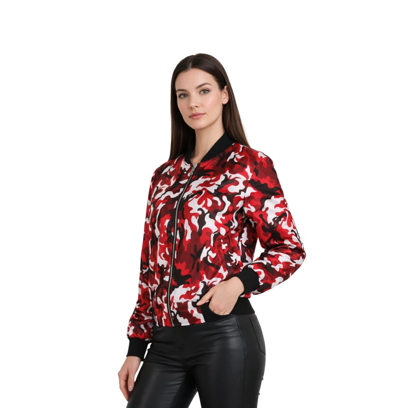 Bomber Wanita Casual Army Look Merah