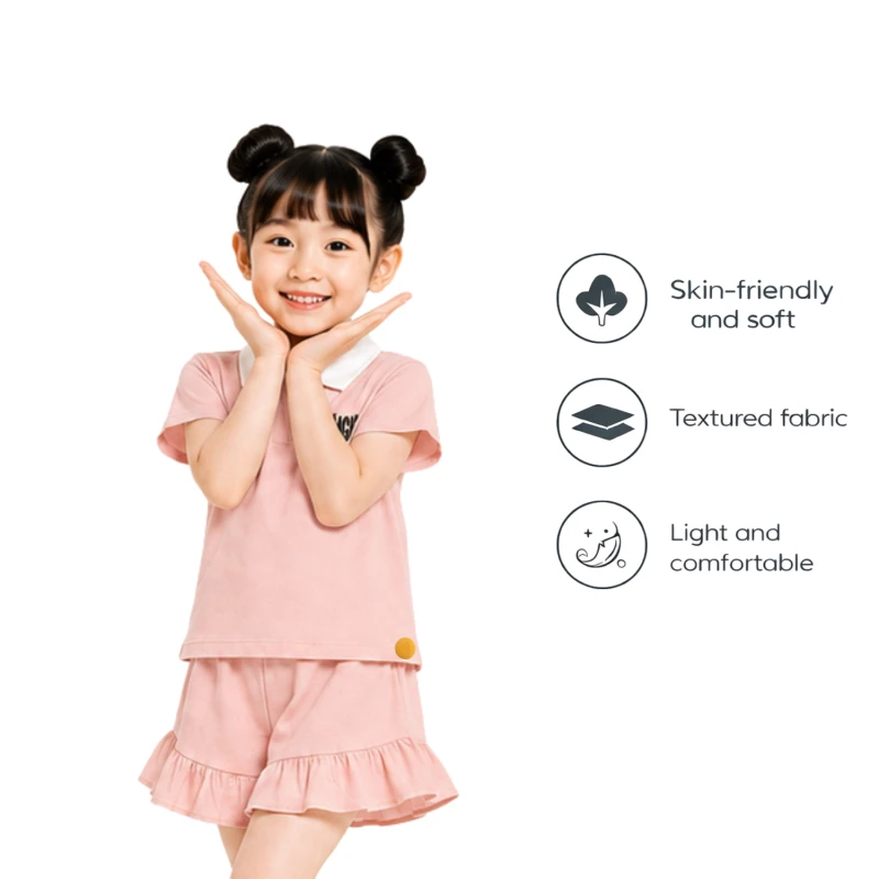 Setelan Anak Perempuan Peach Motif Angle