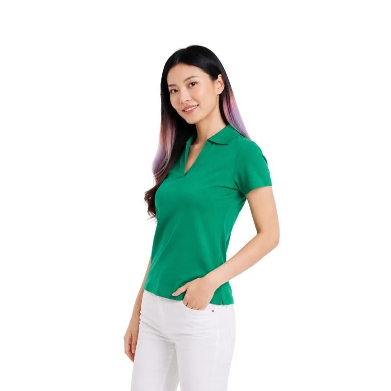 Polo Wanita V-Neck Hijau