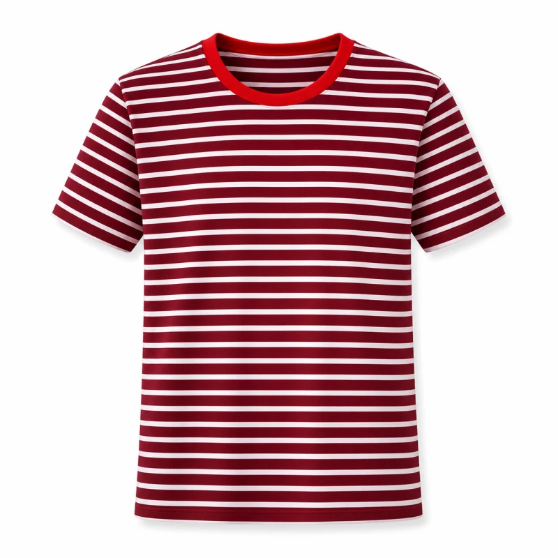 Kaos Pria Salur Maroon Lengan Pendek Casual