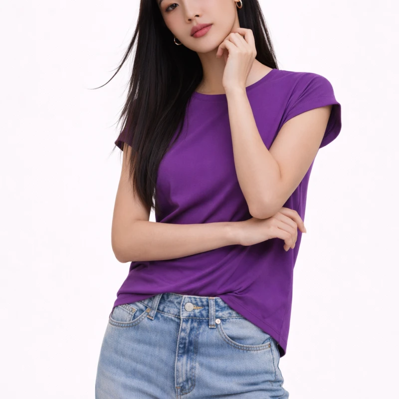 Atasan Wanita O-Neck Ungu