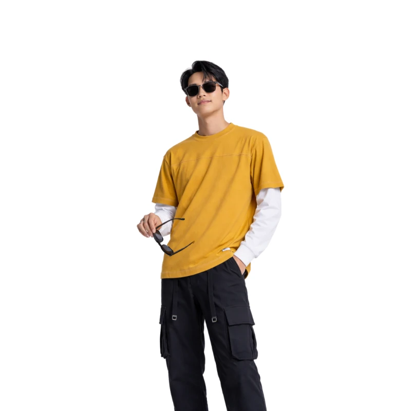 Long Sleeve Waffle Mustard - Cream