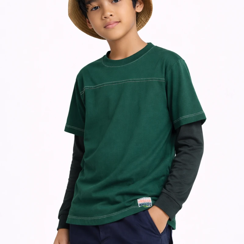 Long Sleeve Waffle Hijau - Hijau Botol