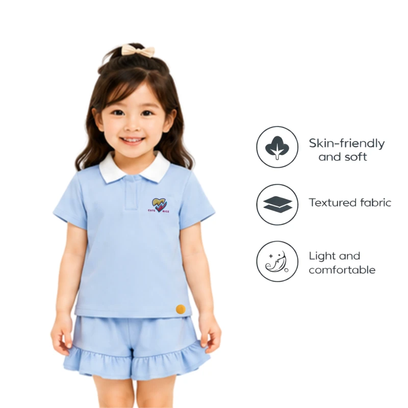 Setelan Anak Perempuan Biru Muda Motif Cute