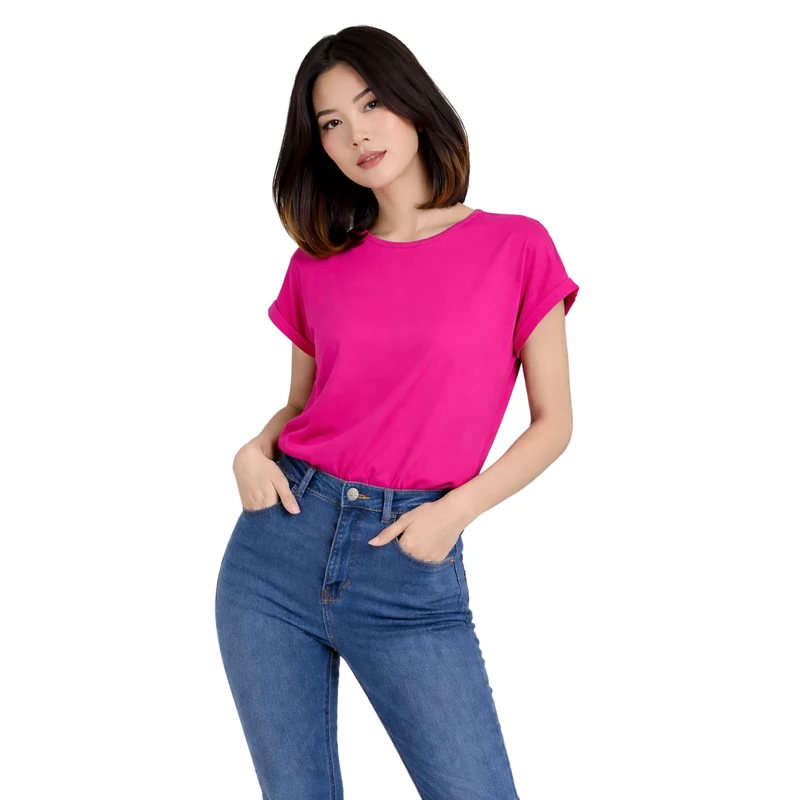 Atasan Wanita O-Neck Fuschia