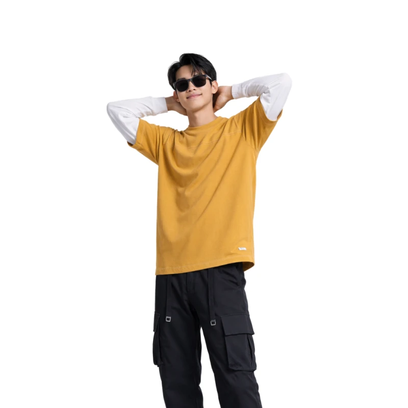 Long Sleeve Waffle Mustard - Cream