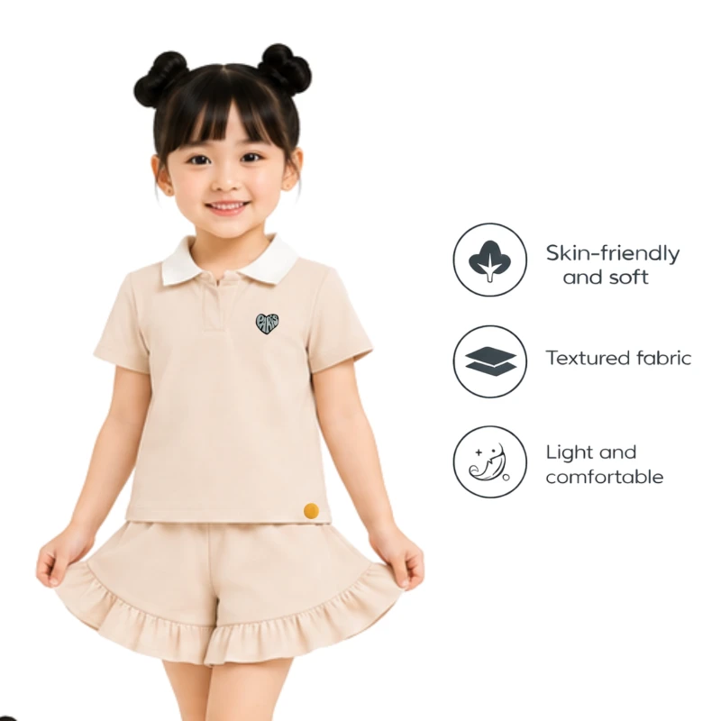 Setelan Anak Perempuan Cream Motif Paris 
