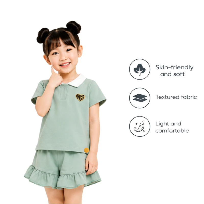 Setelan Anak Perempuan Sage Motif Angle