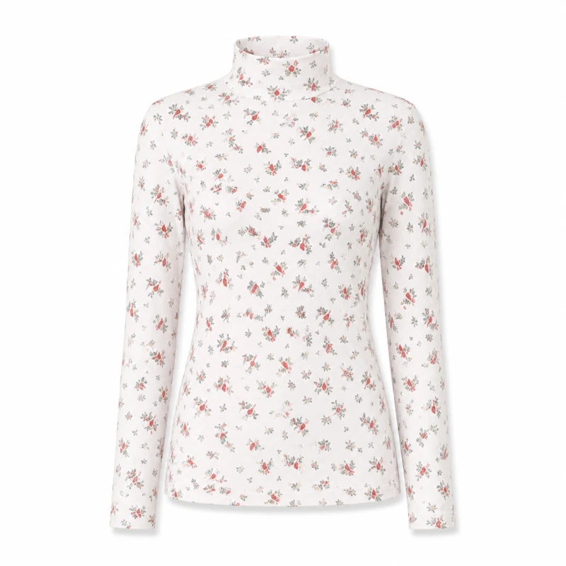 Mockneck Wanita Red Bird Elegant Look