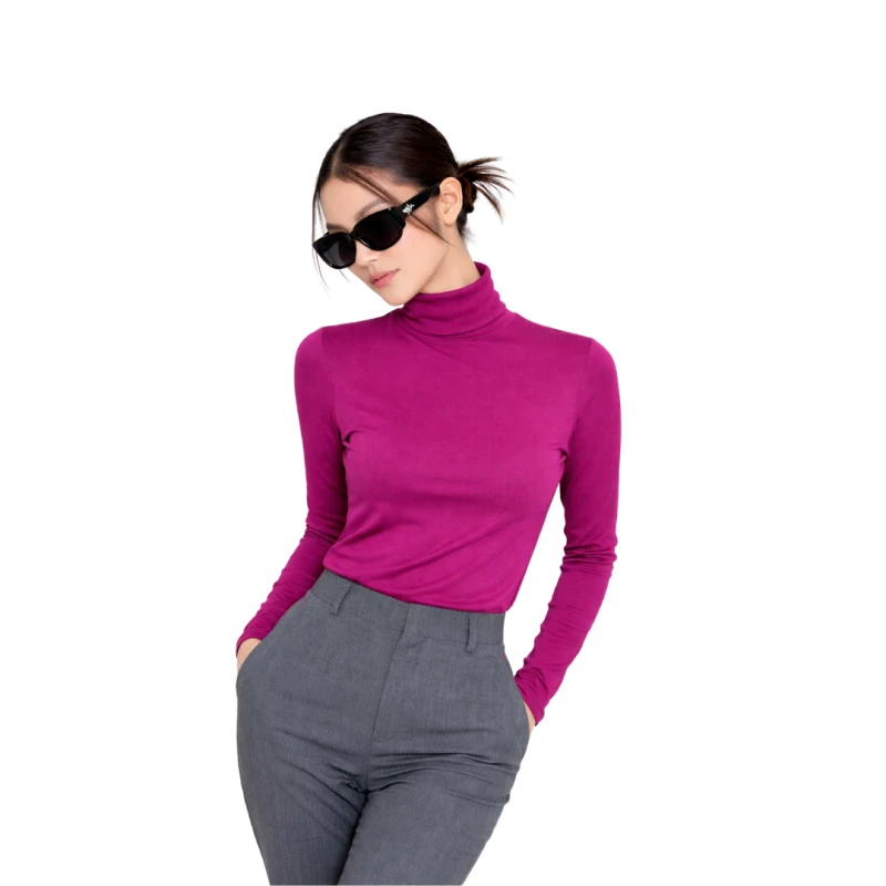 Mockneck Polos Magenta