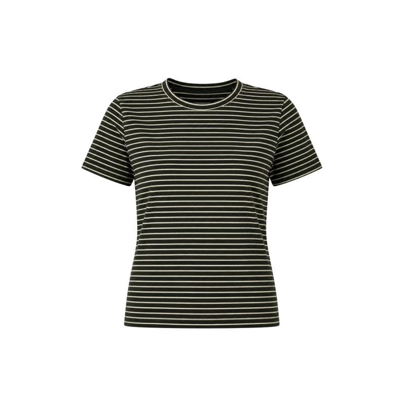 Kaos Wanita Motif Salur Kecil O-Neck