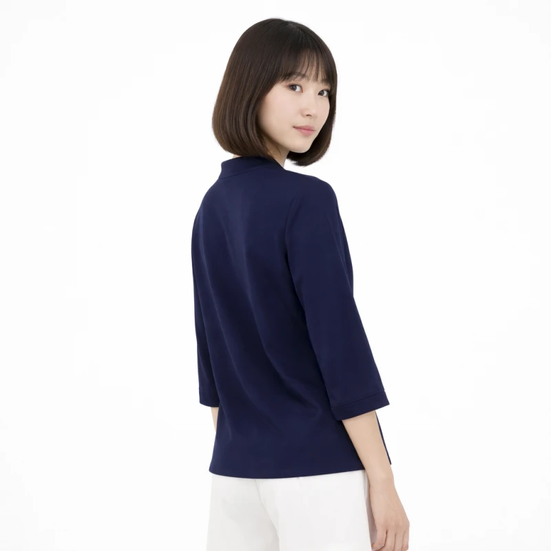 Blouse Wanita V-Neck Lengan Basic Navy