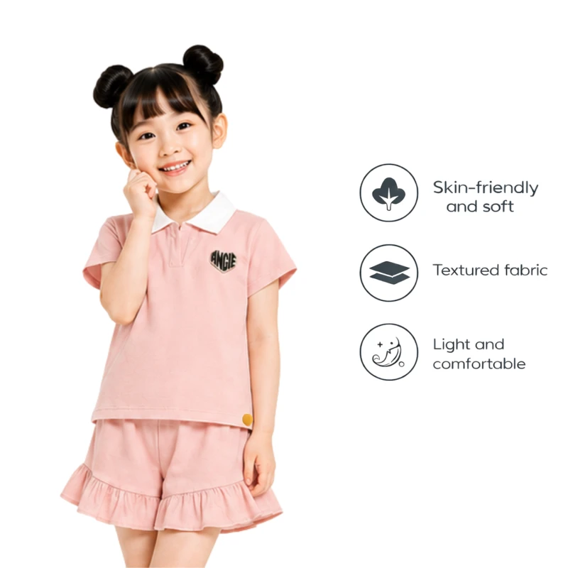 Setelan Anak Perempuan Peach Motif Angle