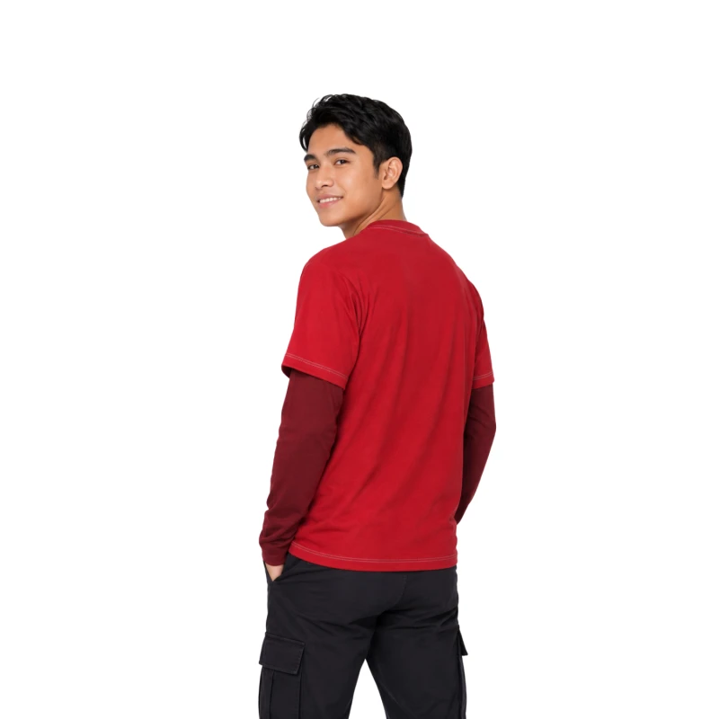 Long Sleeve Waffle Maroon - Merah