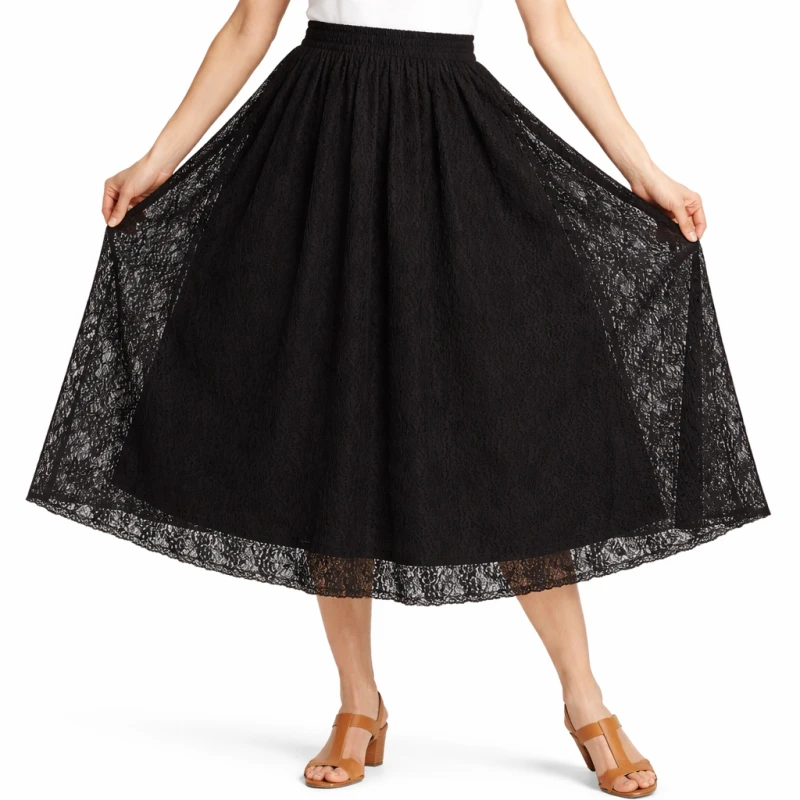 Rok Wanita Lace Hitam Elegant Classic