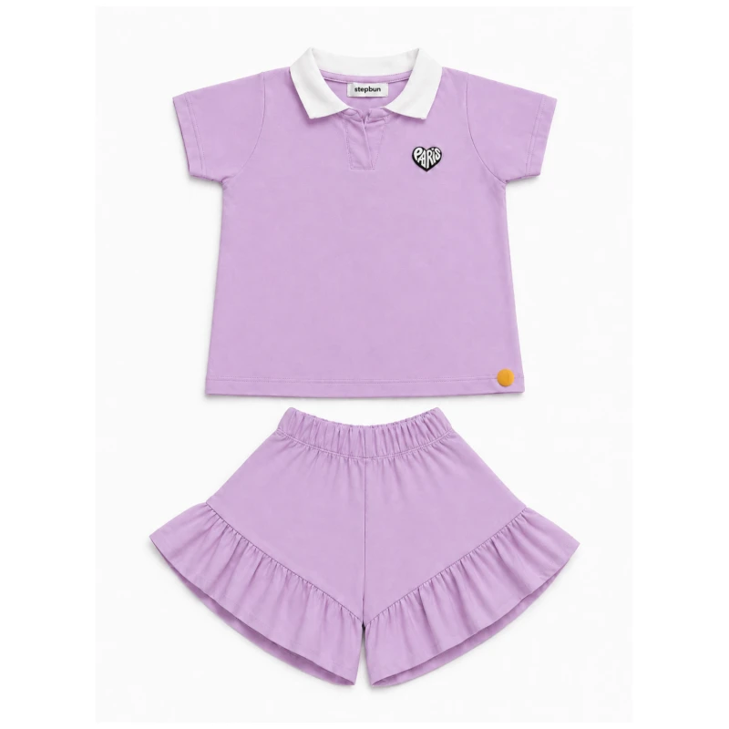 Setelan Anak Perempuan Lilac Motif Paris 