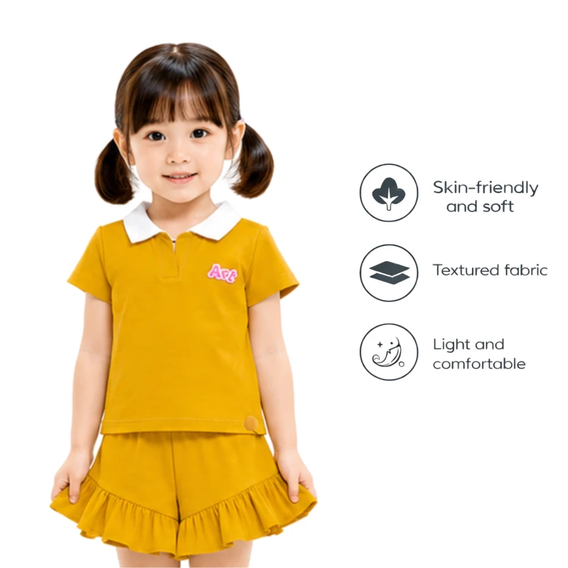 Setelan Anak Perempuan Yellow Motif Art