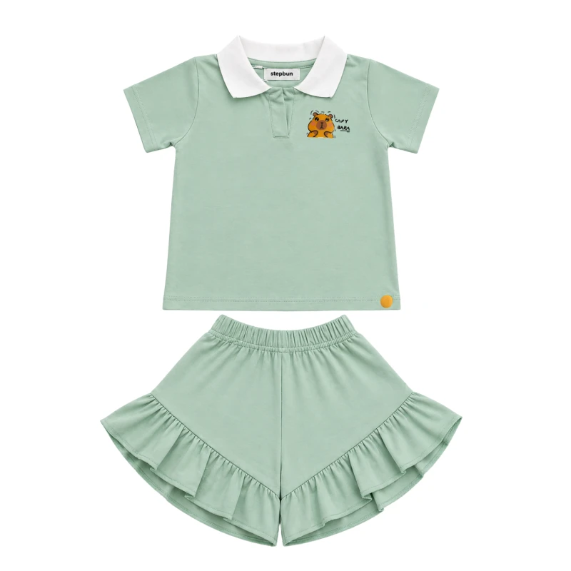 Setelan Anak Perempuan Sage Motif CapyBara
