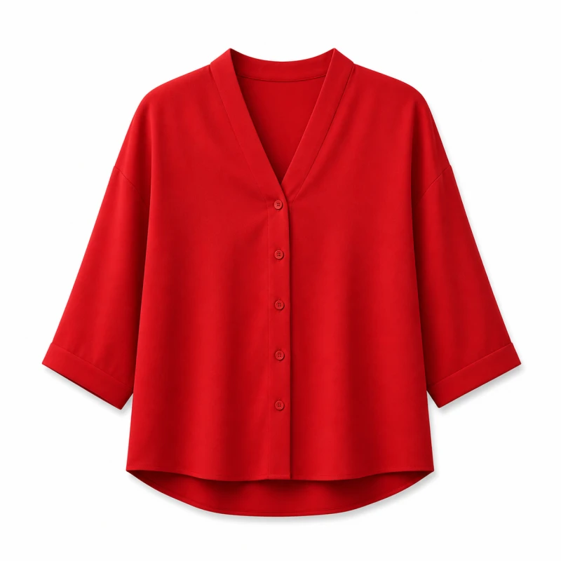 Blouse Wanita V-Neck Lengan Basic Maroon