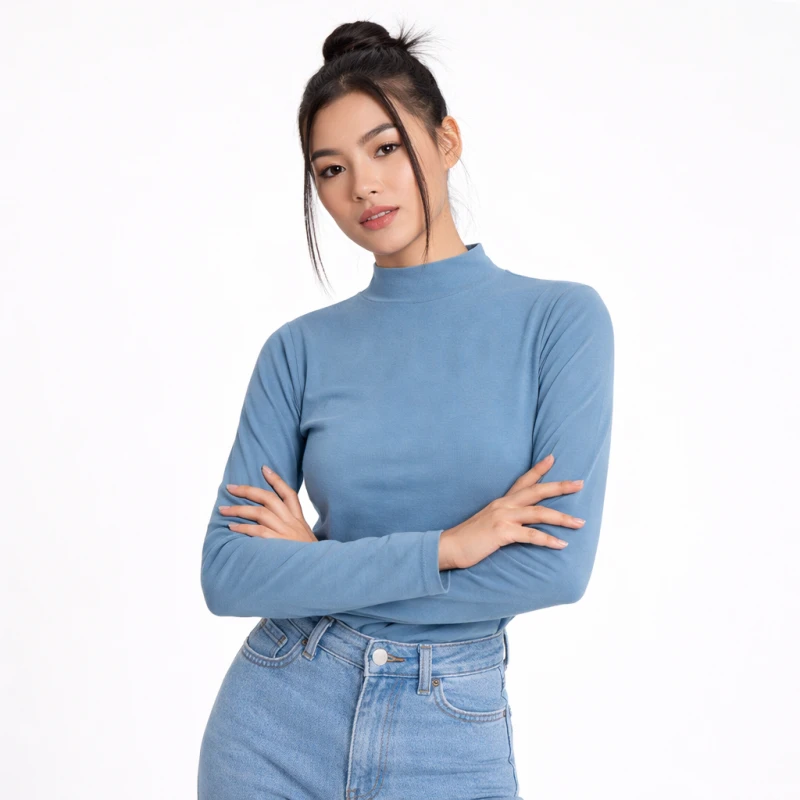 Mockneck Polos Soft Blue