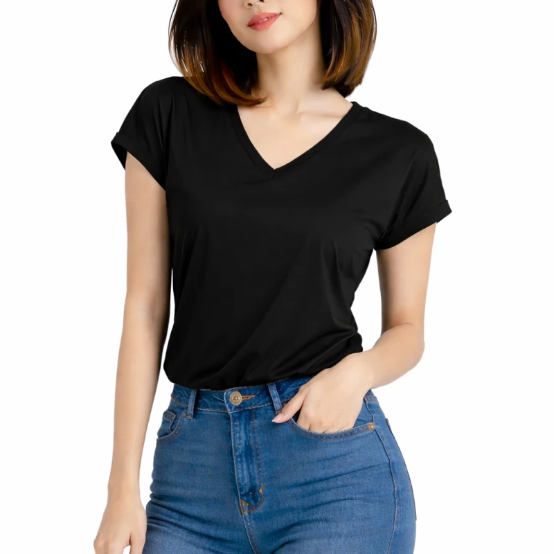 Atasan Wanita V-Neck Hitam