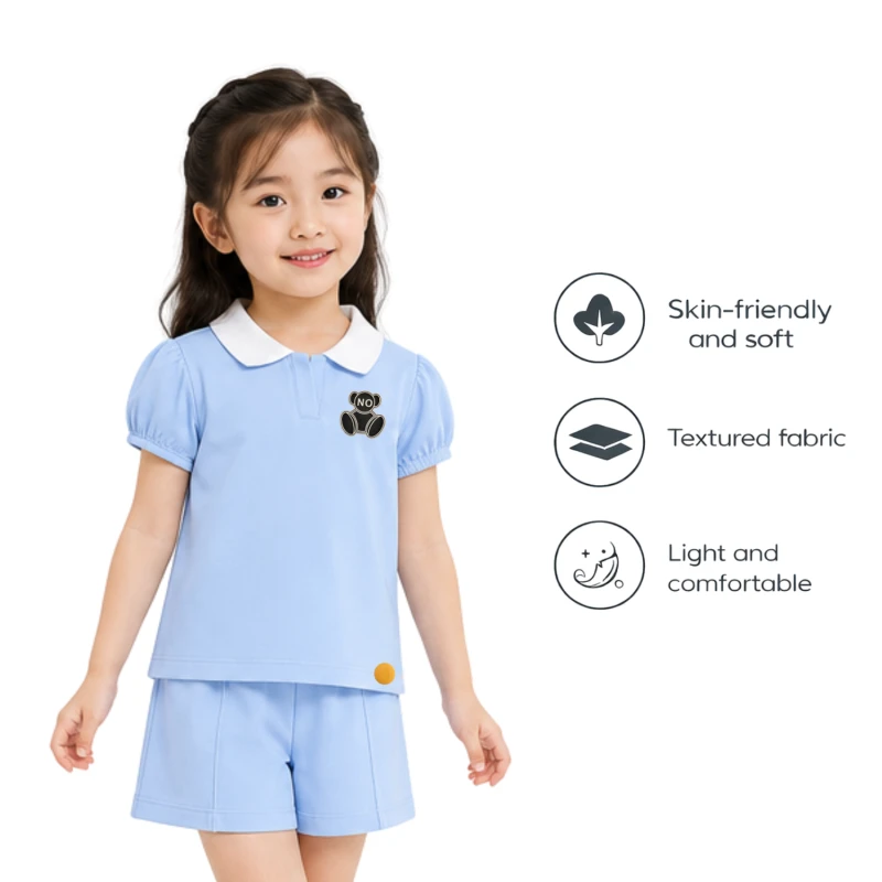 Setelan Anak Perempuan Biru Muda No Bear 3004
