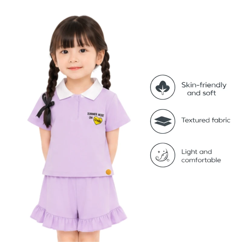 Setelan Anak Perempuan Lilac Motif Summer 