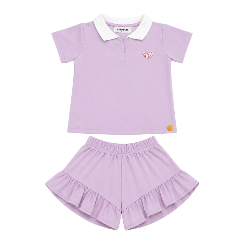Setelan Anak Perempuan Lilac Motif Happy
