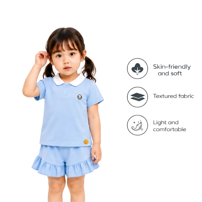 Setelan Anak Perempuan Biru Muda Emoji