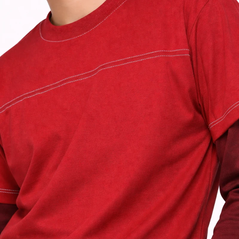 Long Sleeve Waffle Maroon - Merah